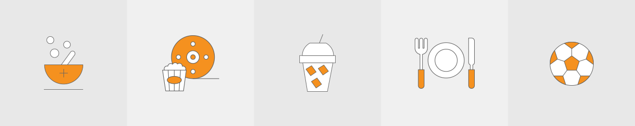 하단의 바로 가기 메뉴 간단 이미지:medical,life,cafe,restaurant